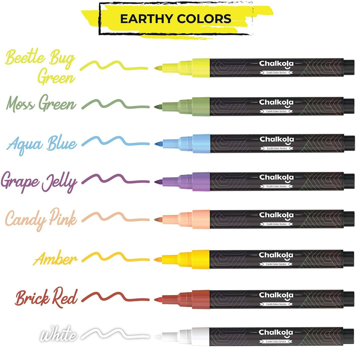Bundle: 1mm Chalk Markers - Extra Fine Nib | Neon &amp; Earth Colors 