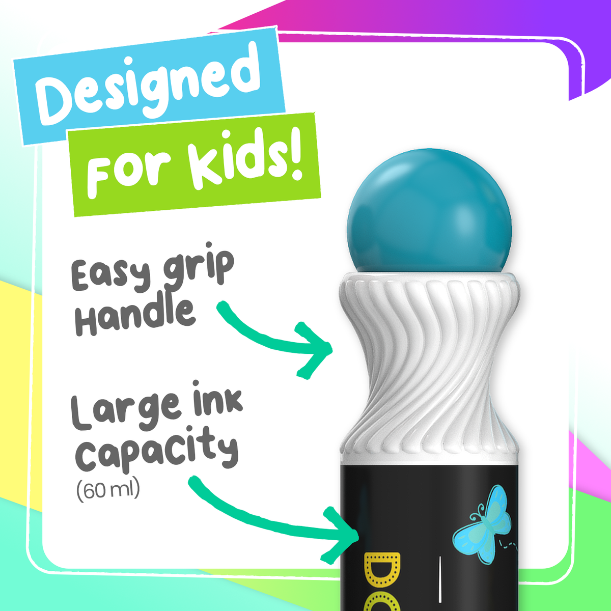 Bundle for Kids: 10 Neon + 8 Shimmer Washable Dot Markers