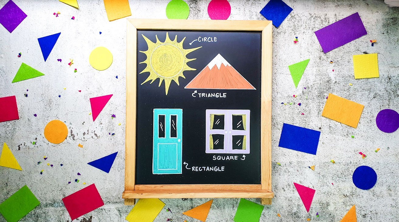 Chalkboard Drawing Using Basic Shapes