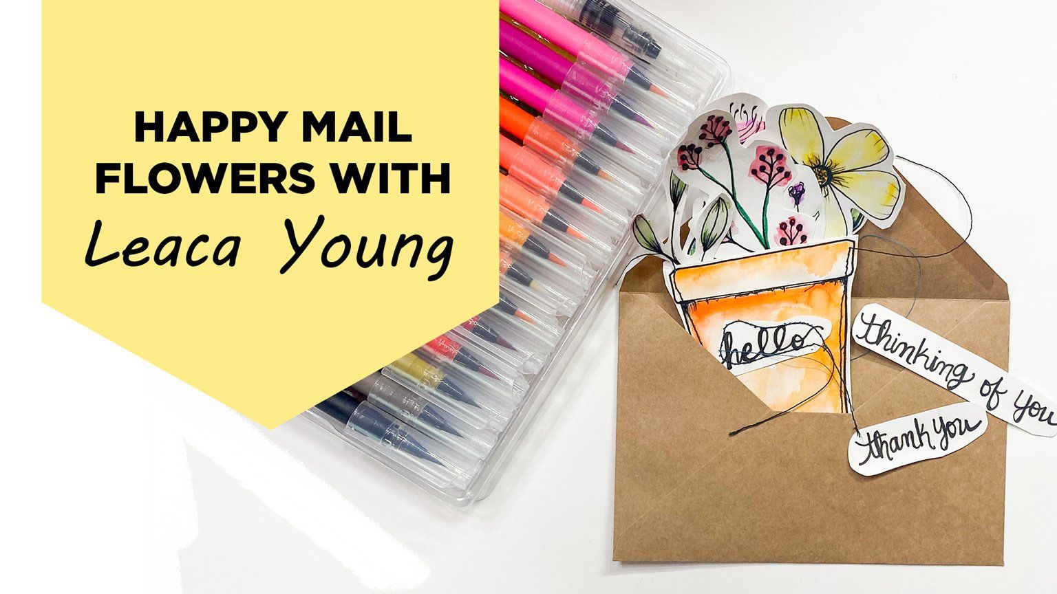 Happy Mail Watercolor Brush Pens Tutorial with a Free Downloadable Print