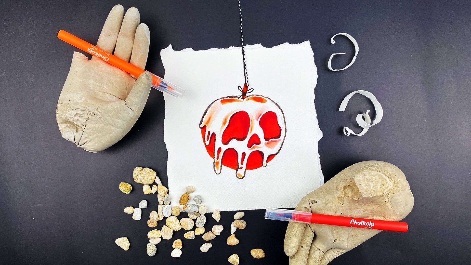 Draw the Poison Apple for Halloween Using Watercolor Brush Pens | Chalkola Art Supply