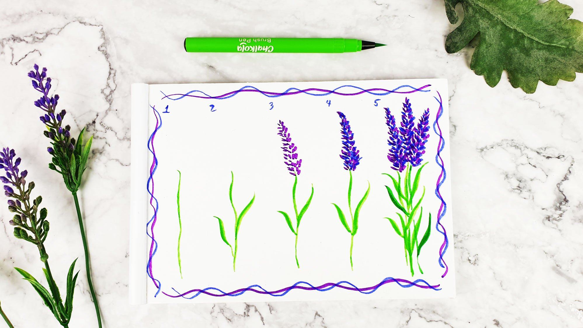 How To Draw Lavender Flowers Step By Step