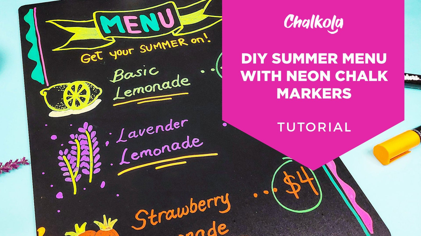 DIY Summer Menu With Neon Chalk Markers - Chalkola Art Supply