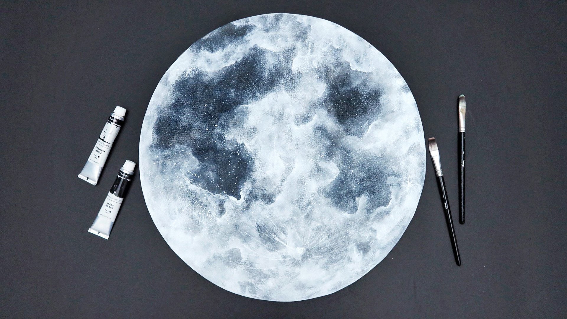 DIY Moon Art Using Acrylic Paints