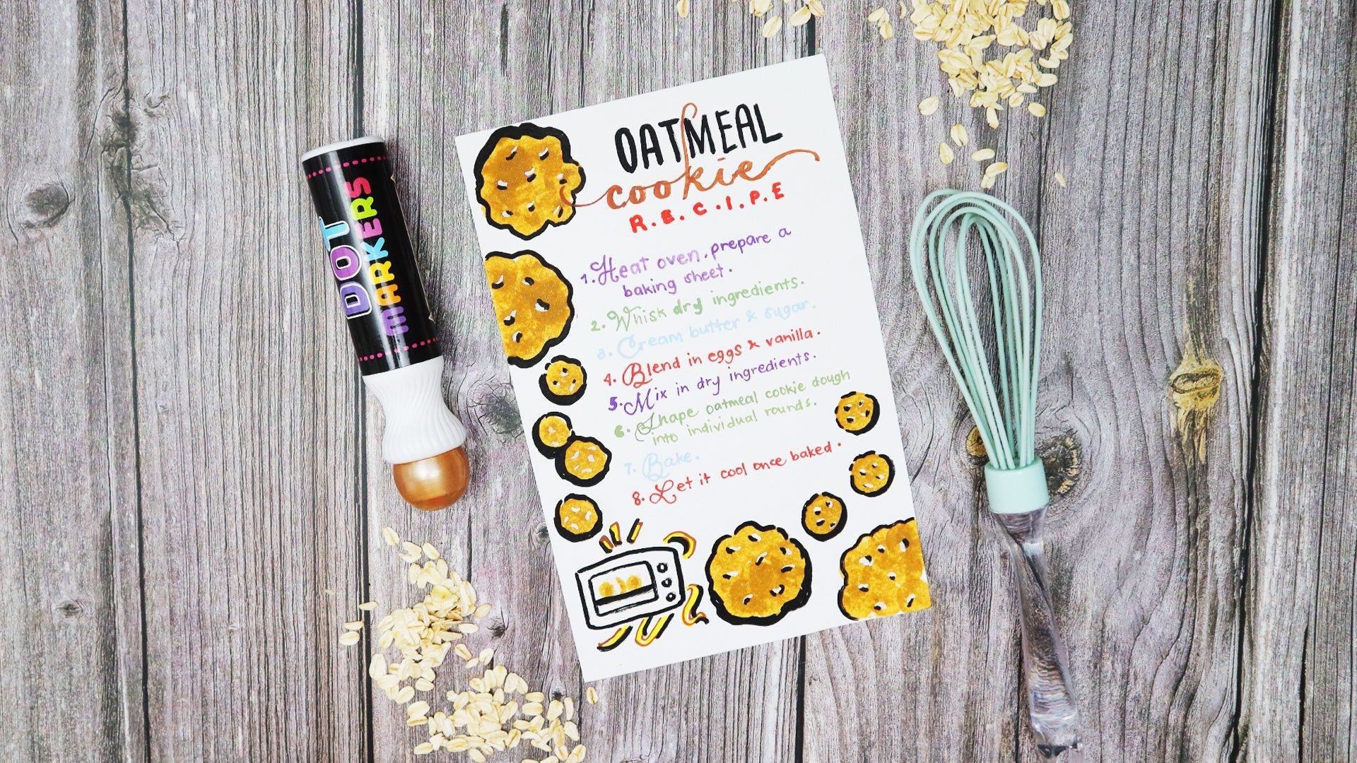 DIY Oatmeal Cookie Recipe Using Dot Markers and Chalk Markers