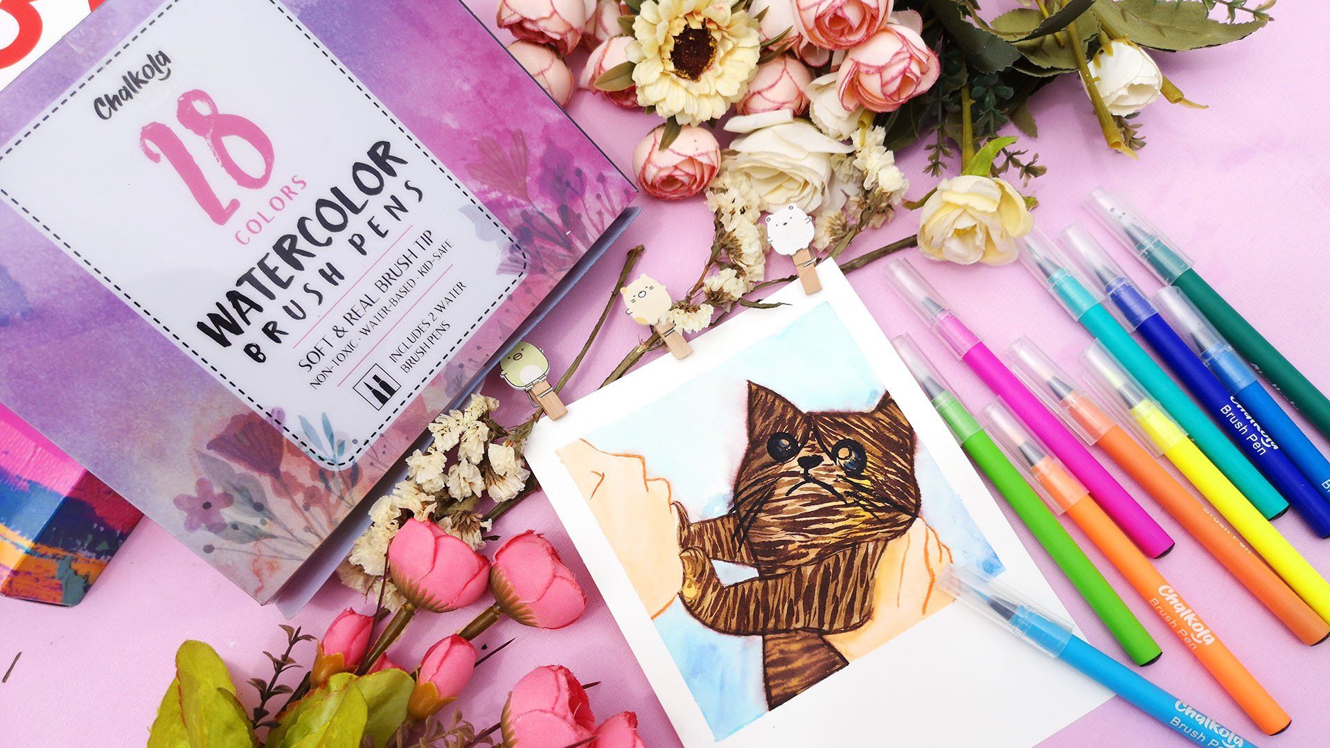 How to Paint a Cat Using Watercolor Brush Pens