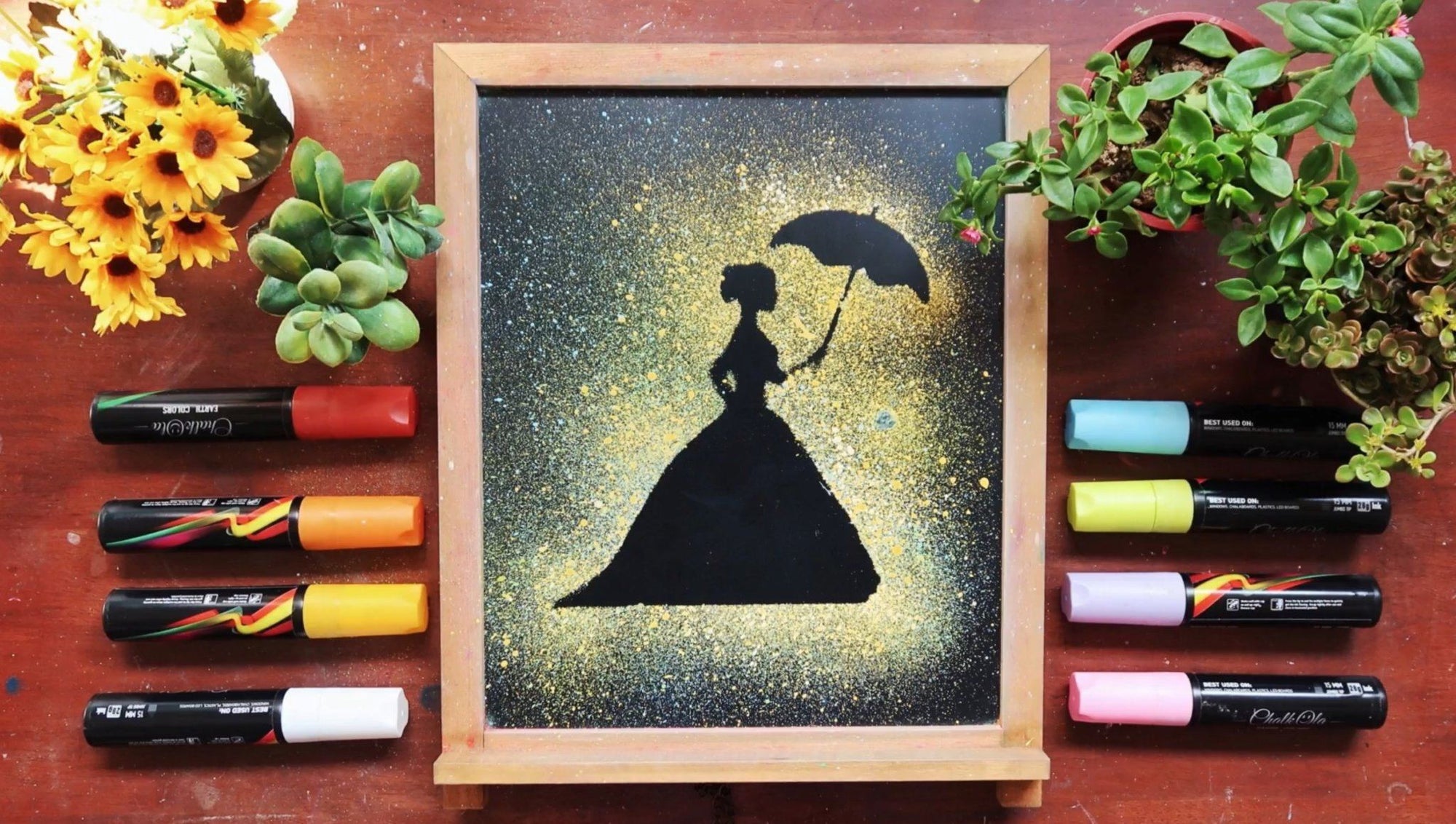 How to Paint Silhouettes Using Splatter Technique with Chalk Markers | Chalkola Art Supply