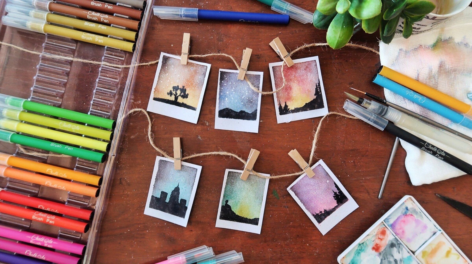Starry Skylines with Watercolor Brush Pens | Chalkola Art Supply