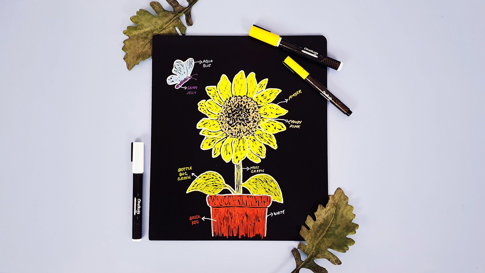 How to Draw a Sunflower with Chalk Markers