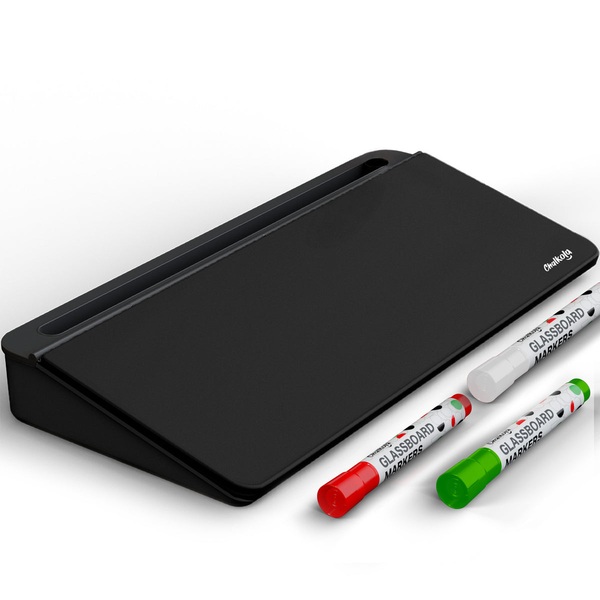 Chalkola Glass Desktop Whiteboard with Storage