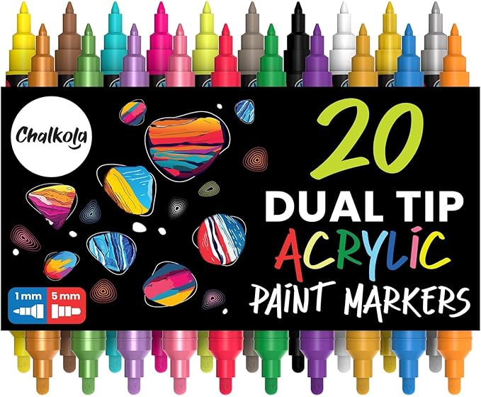 20 Dual Tip Acrylic Paint Markers