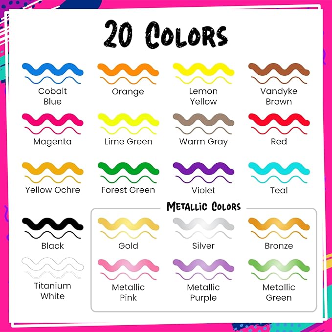 20 Dual Tip Acrylic Paint Markers