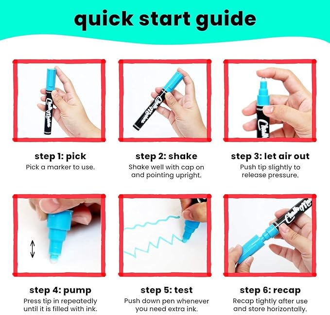 10 Bright 1mm Chalk Markers