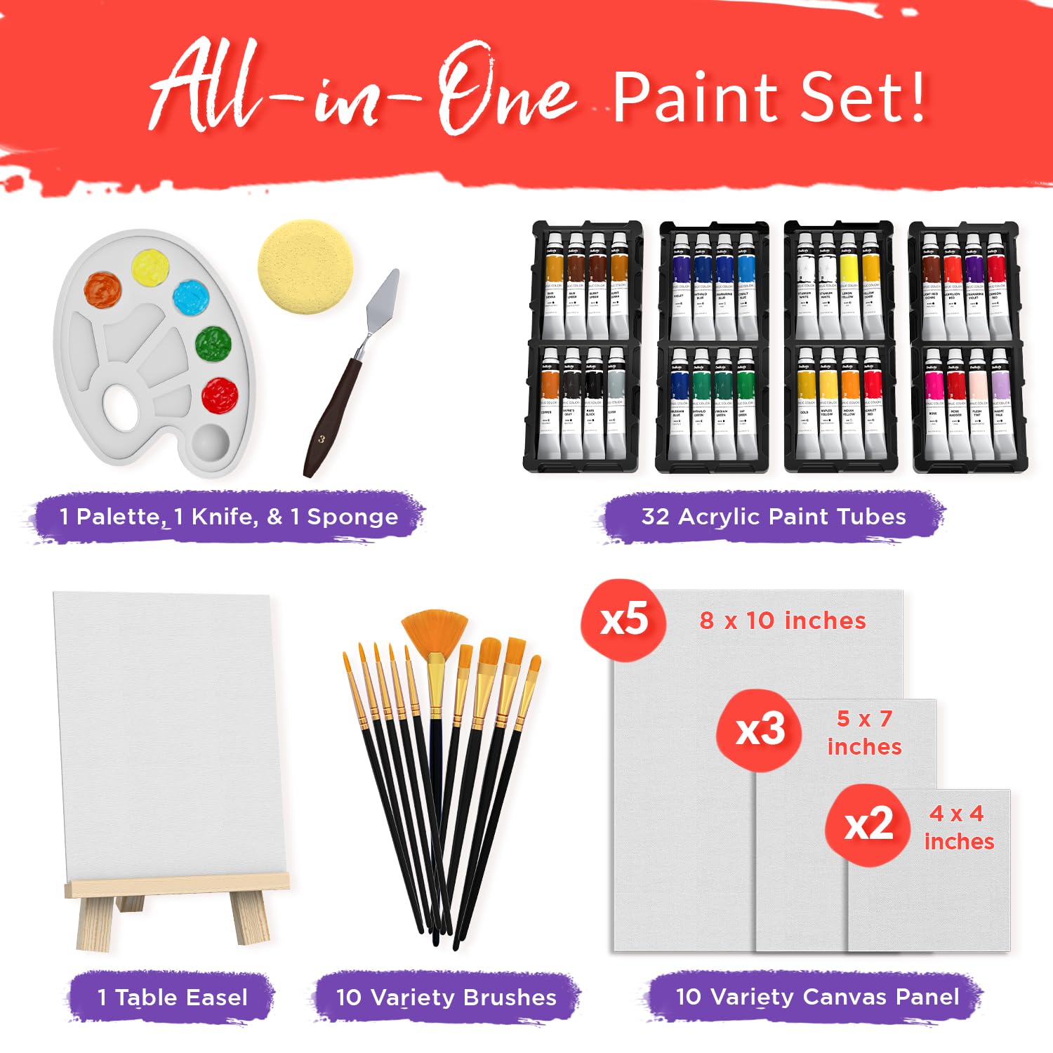 Générique Canvas Painting Kit - 10 Pieces Art Supplies For Painting
