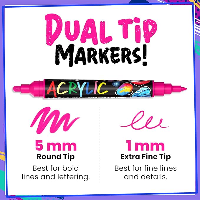20 Dual Tip Acrylic Paint Markers