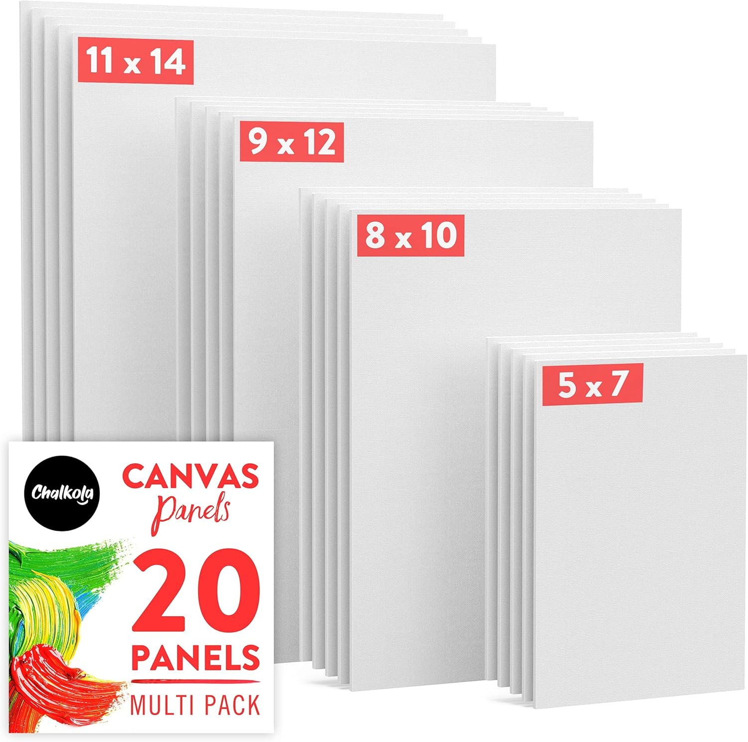 Painting Canvas Panels Variety Pack 20 Pack Chalkola Art Supply