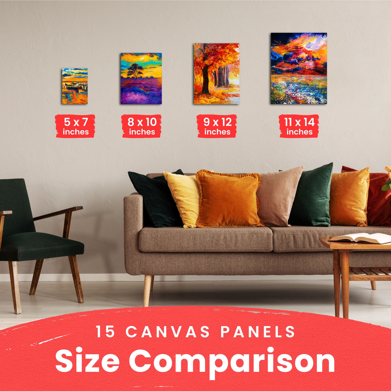 Classic Canvas Panels, Multi-Pack Sizes, Square - Set of 28