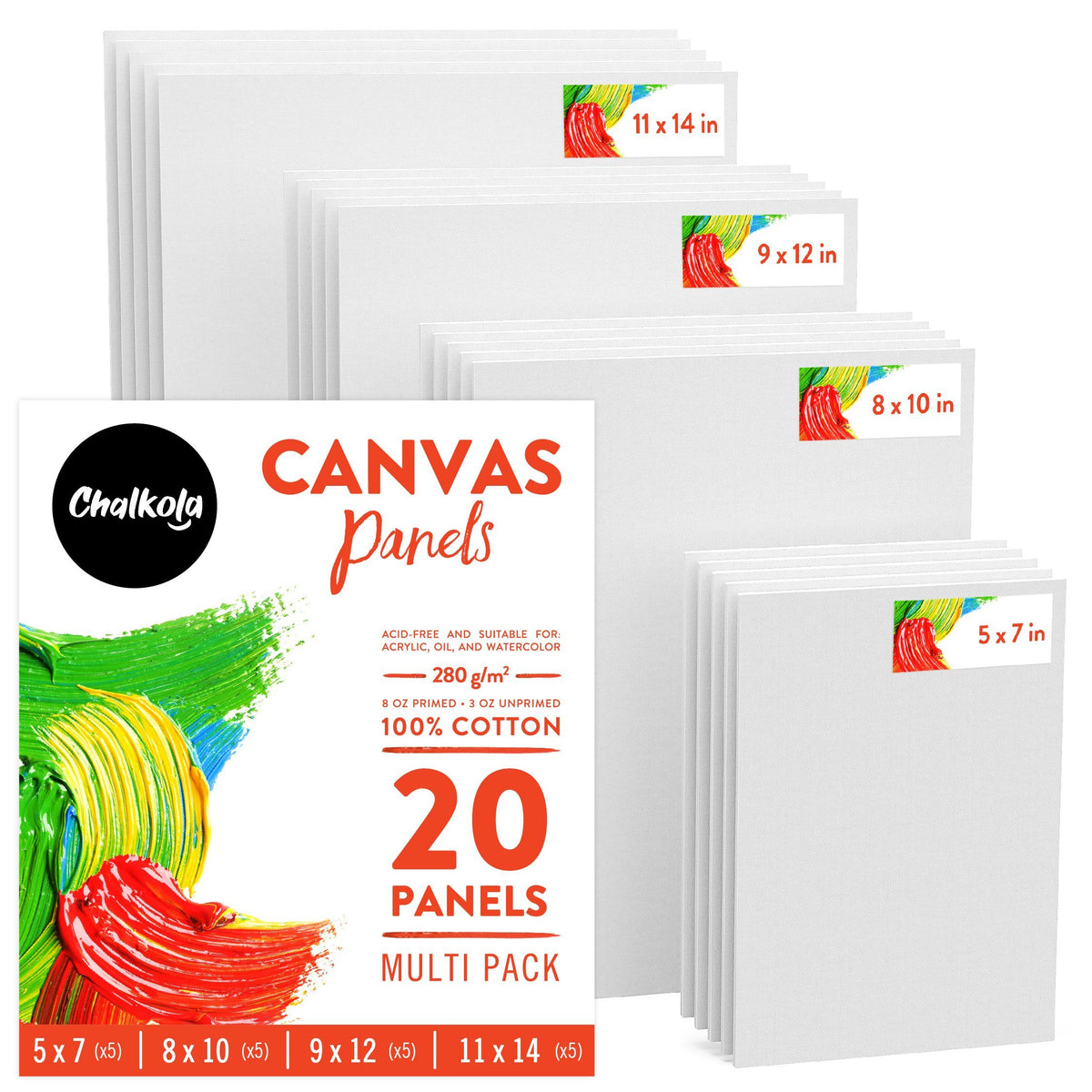 Artists&#39;s Bundle: 32 Acrylic Premium Artist Paint + 20 Canvas Panels