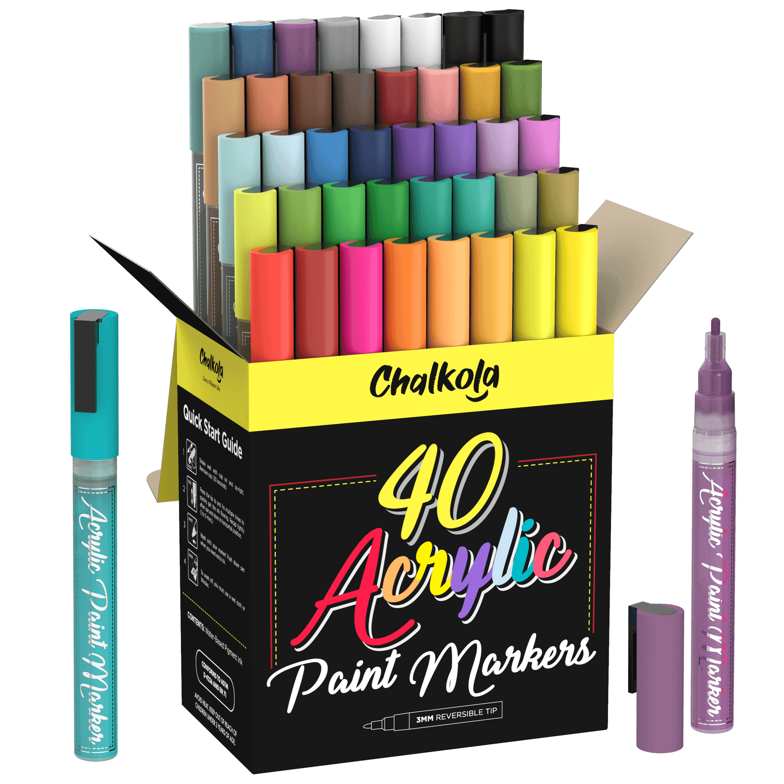 Ohuhu 40-color Acrylic Markers Paint Pens for Rock Painting Art