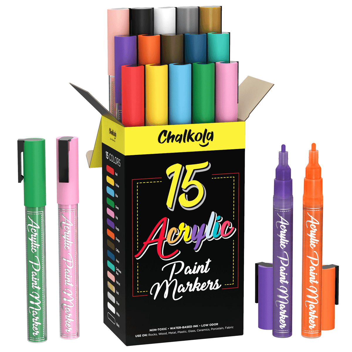 10 Chalk Markers (Gold+Silver) + 15 Acrylic Markers 