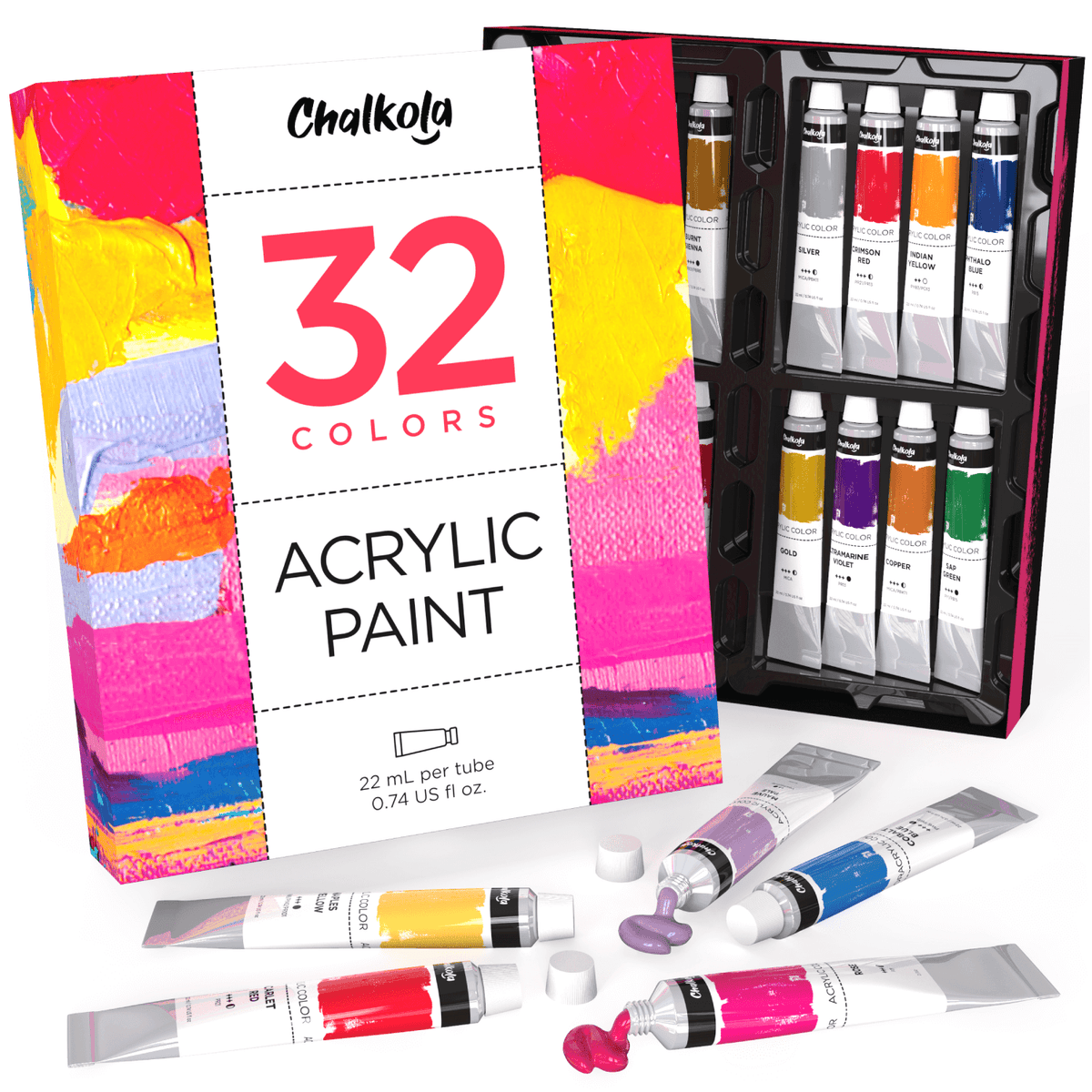 Artists&#39;s Bundle: 32 Acrylic Premium Artist Paint + 20 Canvas Panels