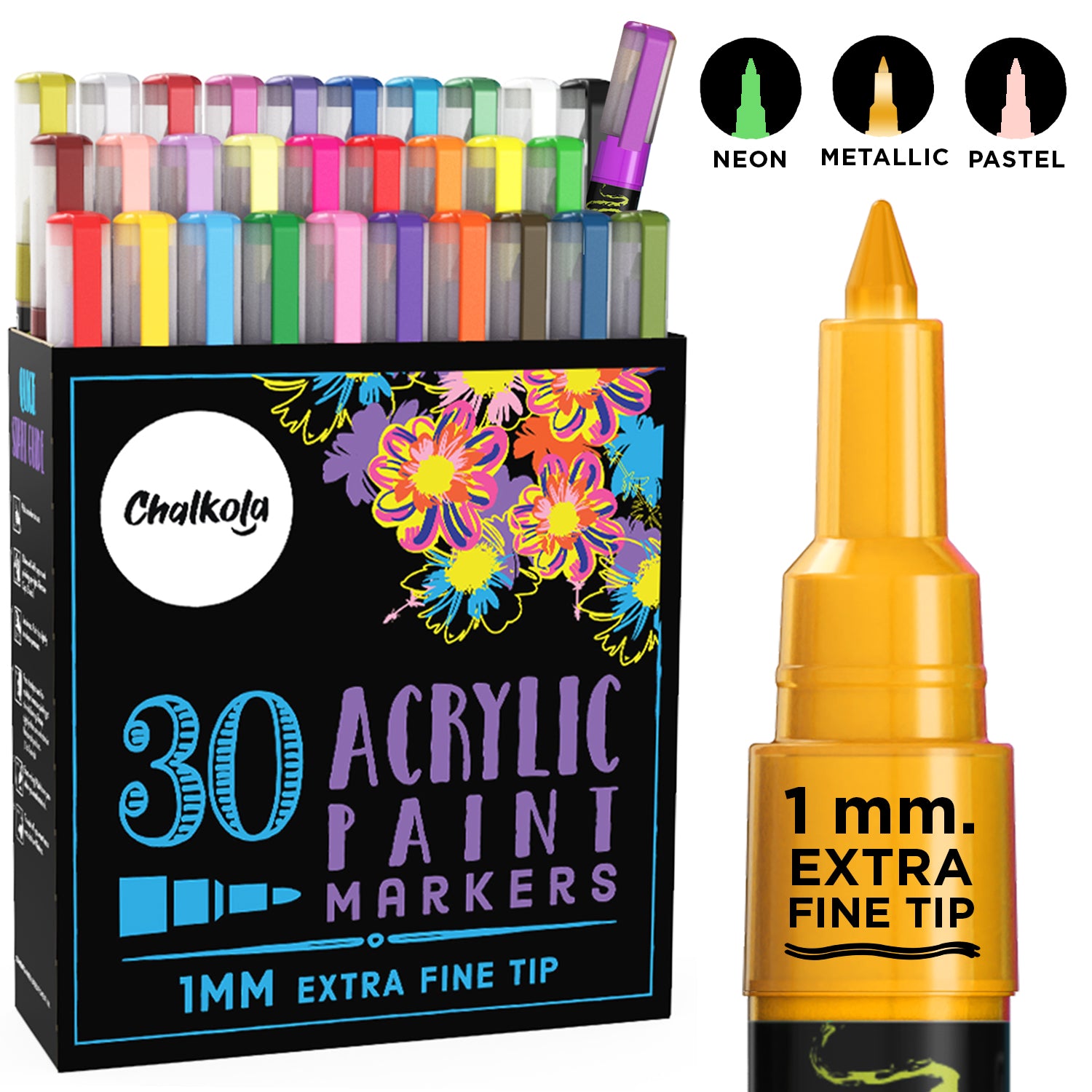 Extra Fine Tip Acrylic Paint Pens: 30 Ultra Fine Acrylic Paint Pens