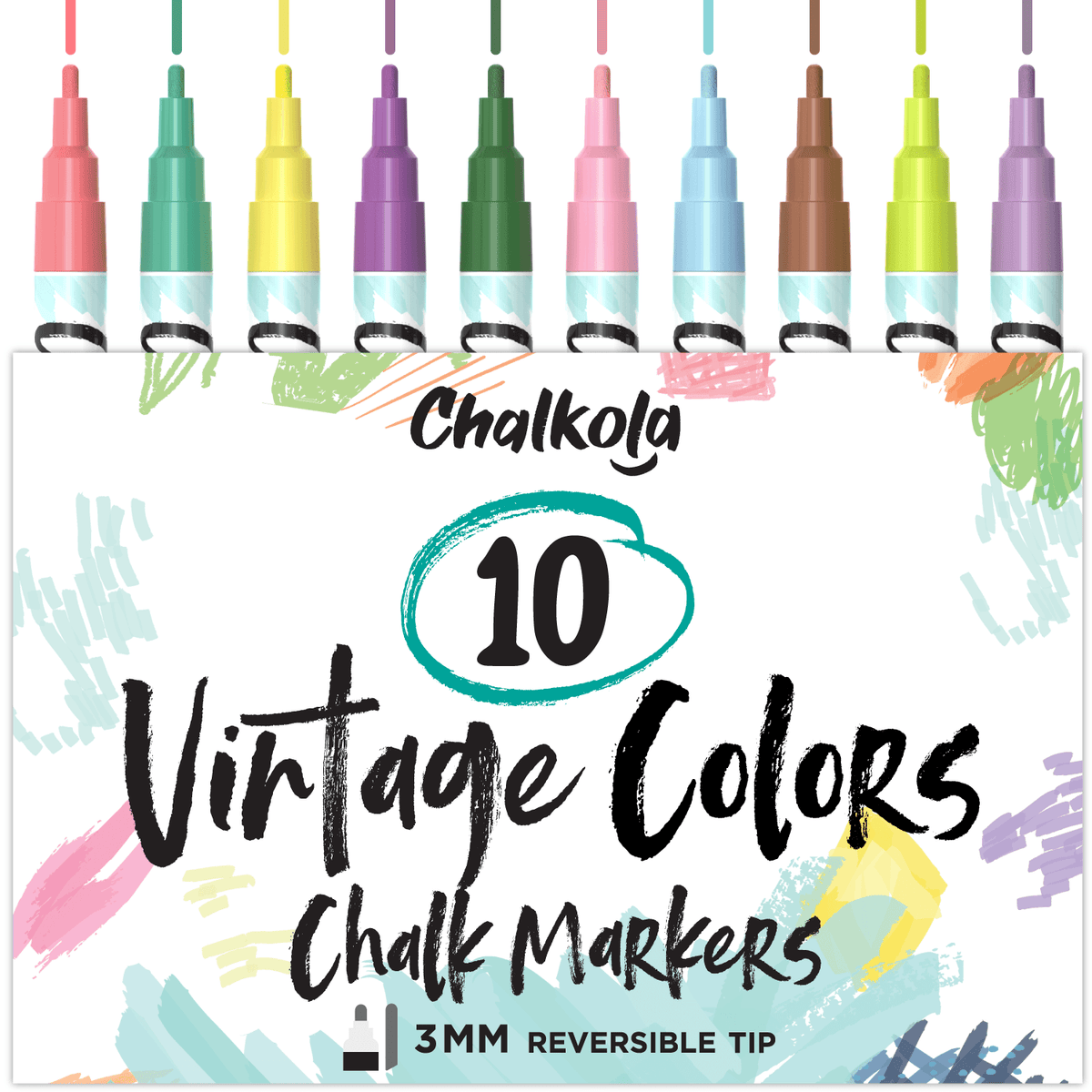 Vintage Color Liquid Chalk Markers - Pack of 10 3mm Tip 