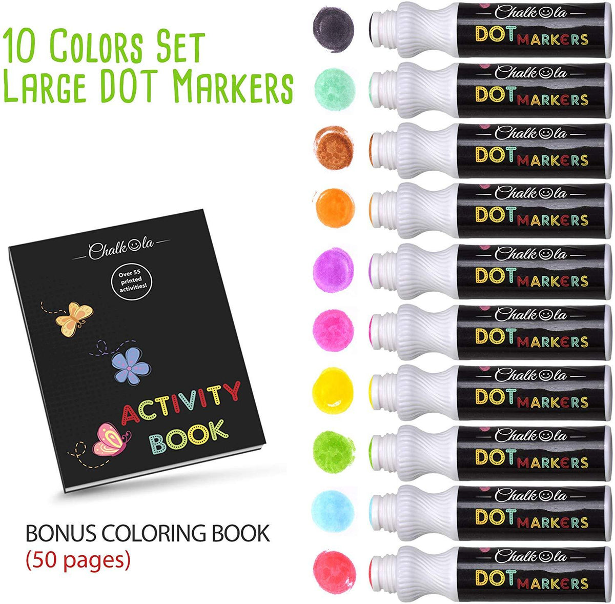 Buy Chalkola 10 Washable Dot Markers for Toddlers - Paint Dotters