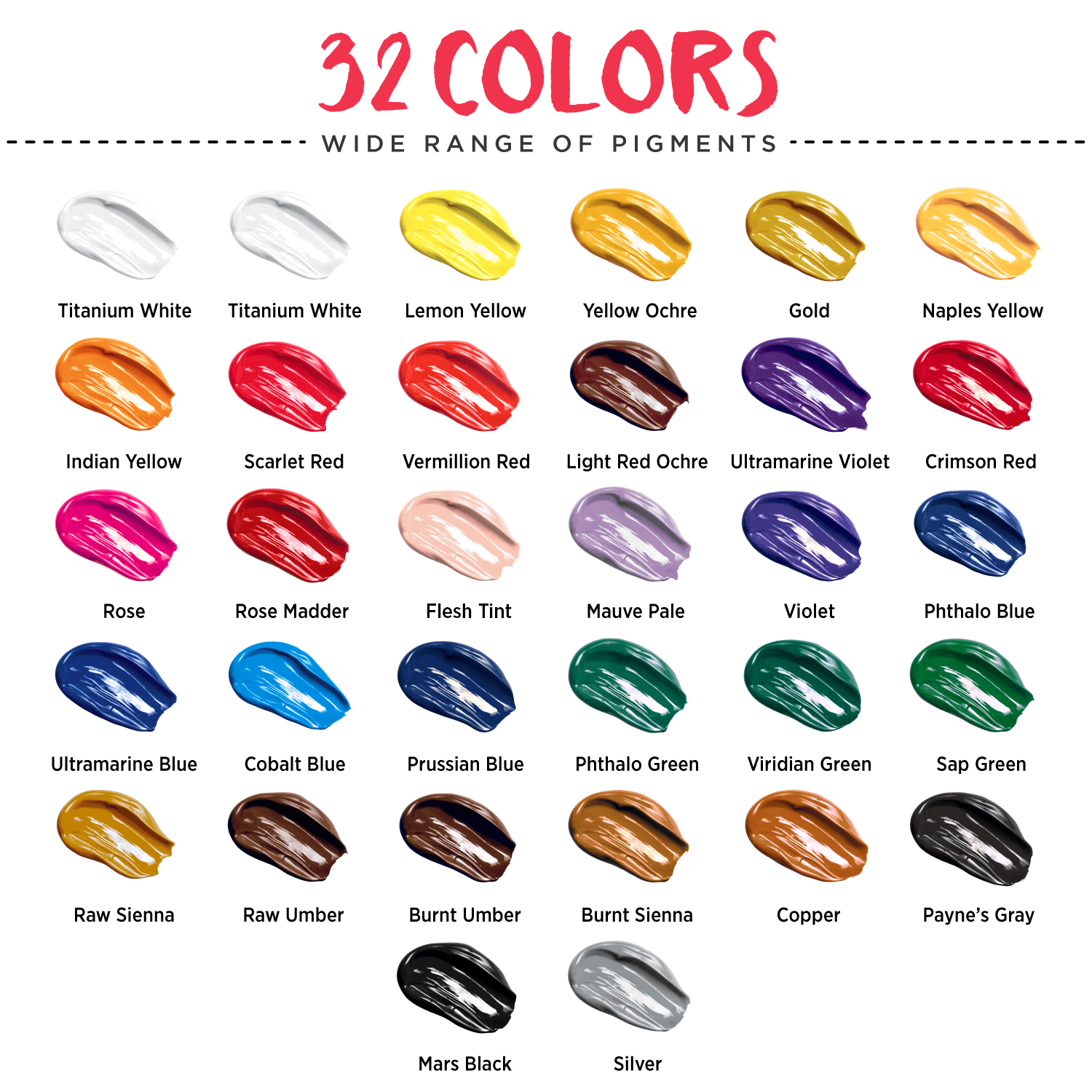 32 Acrylic Paint Set | 22ml Artist-Grade Tubes