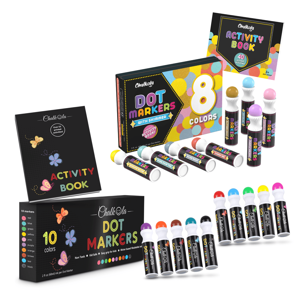 Bundle for Kids: 10 + 8 Washable Dot Markers