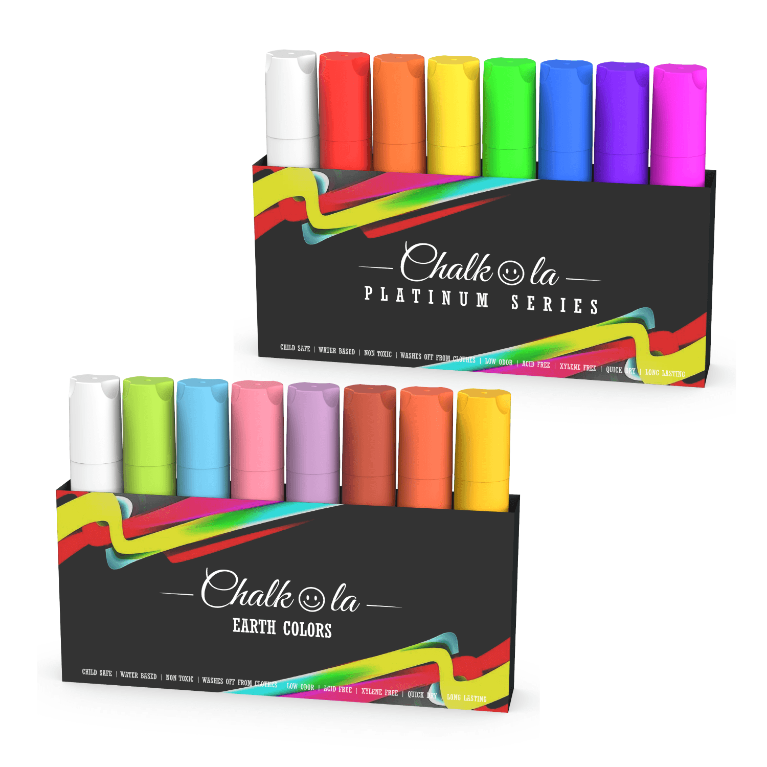 Jumbo Nib Classic Earth Color Chalk Markers For Windows - Pack Of 8 -  Chalkola Art Supply