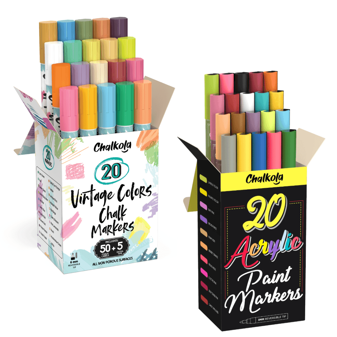 20 Chalk Markers + 20 Acrylic Markers Bundle 