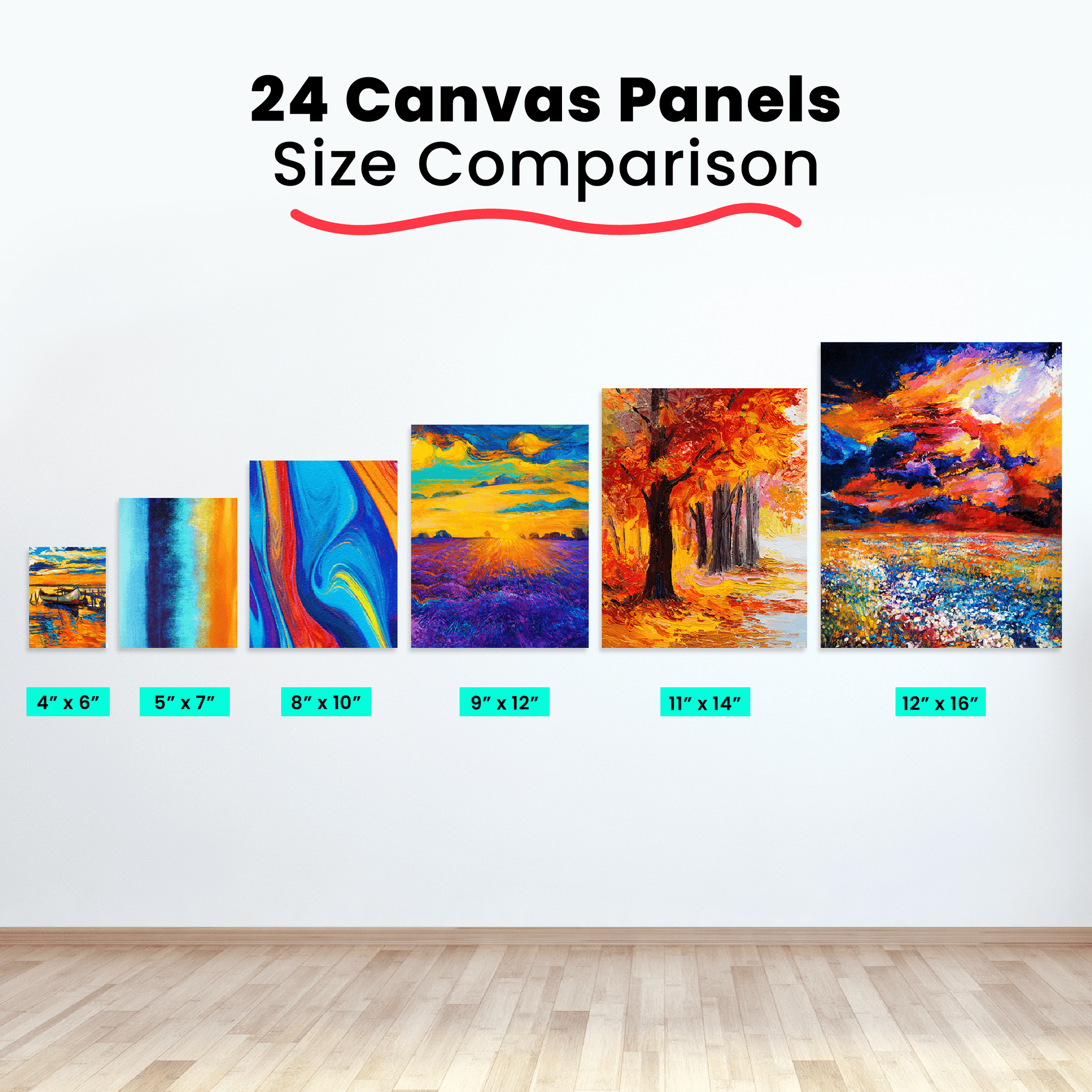 Painting Canvas Panels Variety Pack (24 Pack) - Chalkola Art Supply