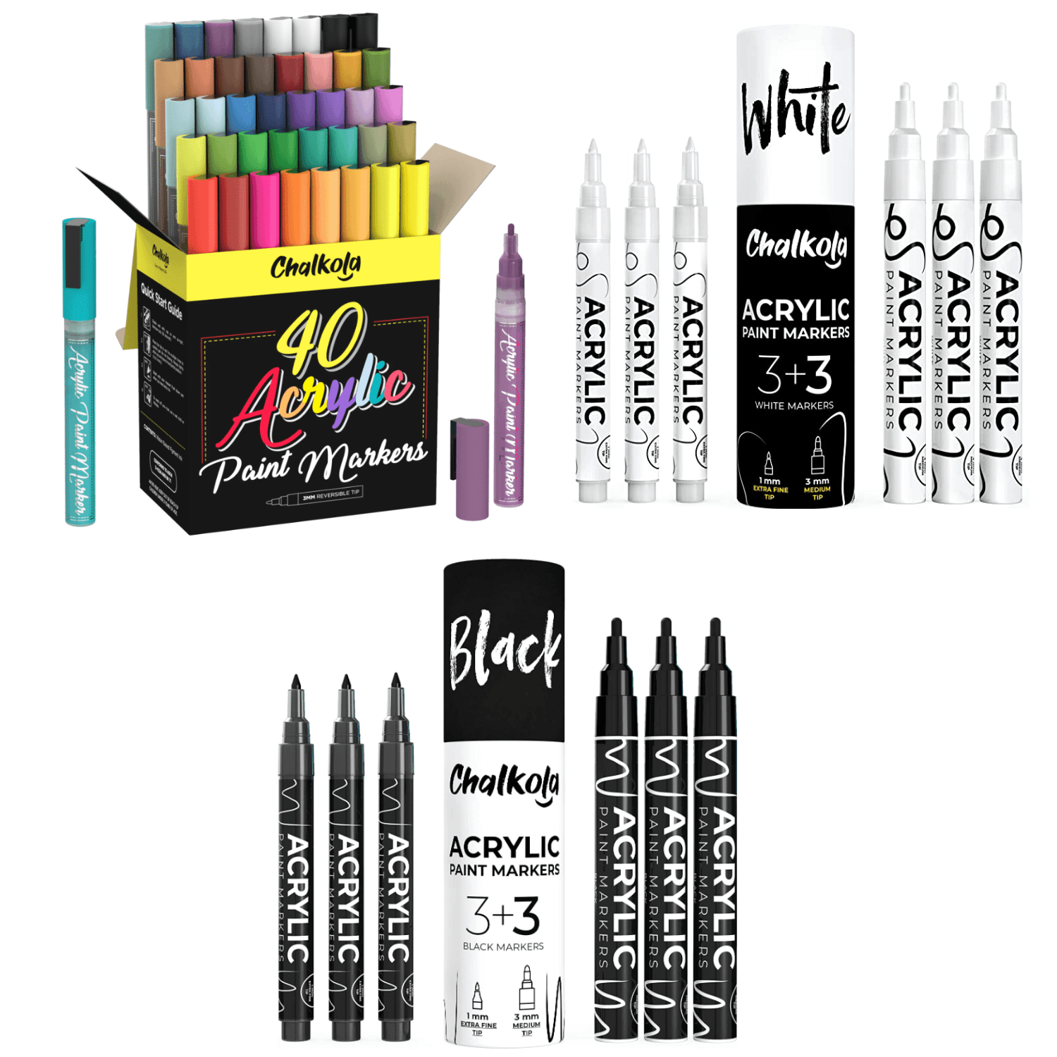 Acrylic Markers, Bright Colors, Fine Nib - Set of 40 –