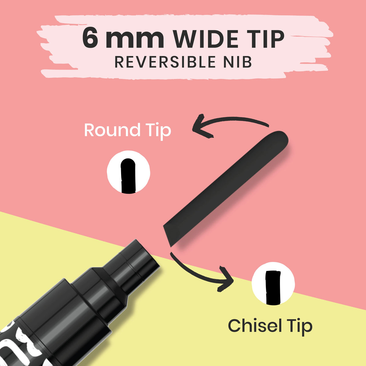 Black Chalk Markers - 6mm Reversible Tip (Pack of 5 Pens)