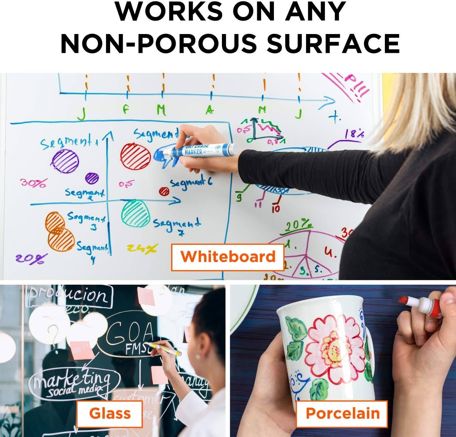 WOSWEL 60-Pack Dry Erase Markers - 12 Colors, Chisel Tip Whiteboard Pens - View #3