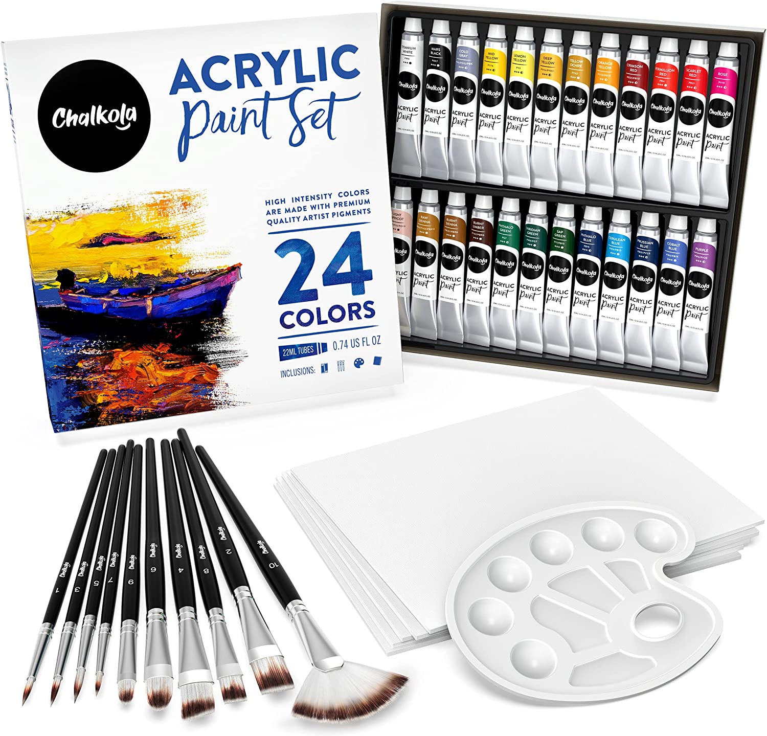 Acrylic Paint Set, 22ml Tubes - Set of 24 