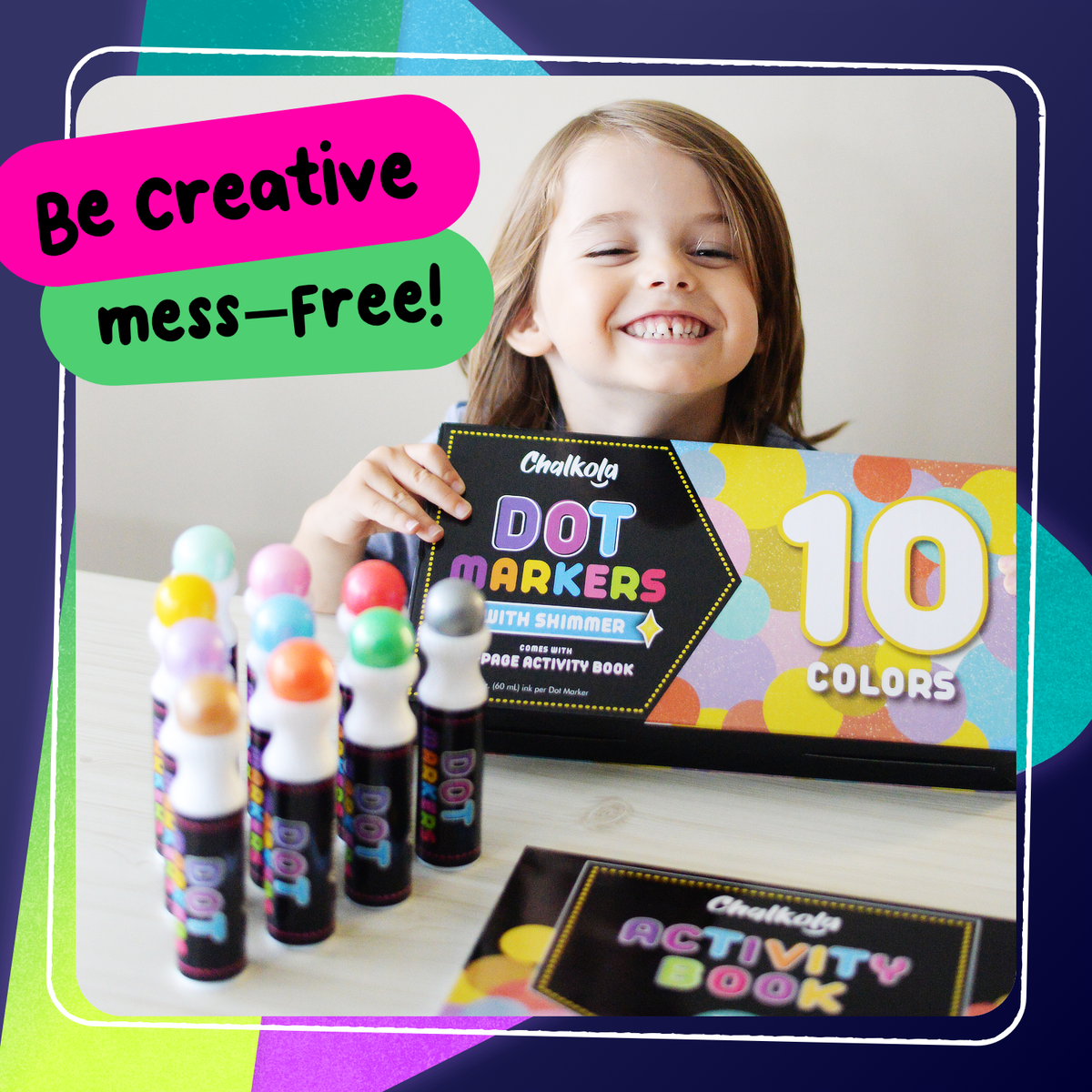 Washable Dot Markers For Kids - Pack of 10 with Activity Book