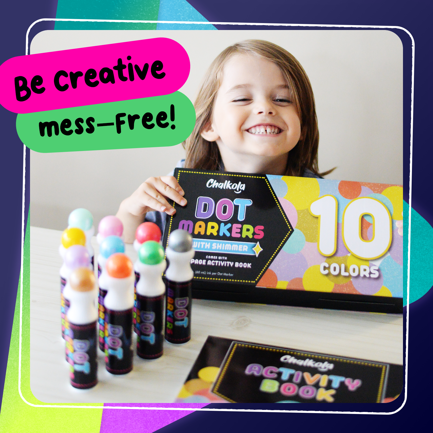Funcils 10 Washable Dot Markers for Toddlers with Free Activity Book