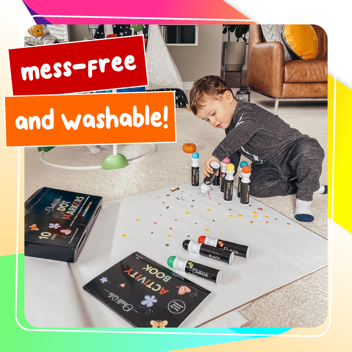 Washable Dot Markers For Kids - Pack of 10 with Activity Book