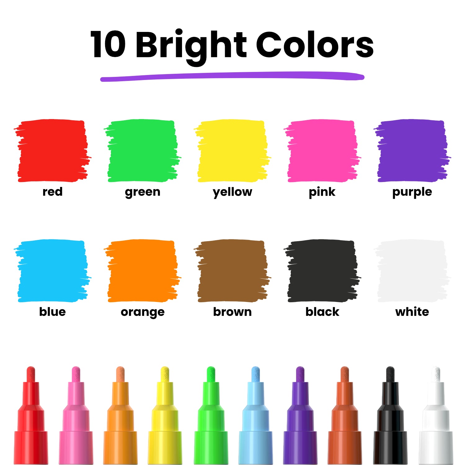 Felt Tip Pens, Brights & Neon - Set of 24