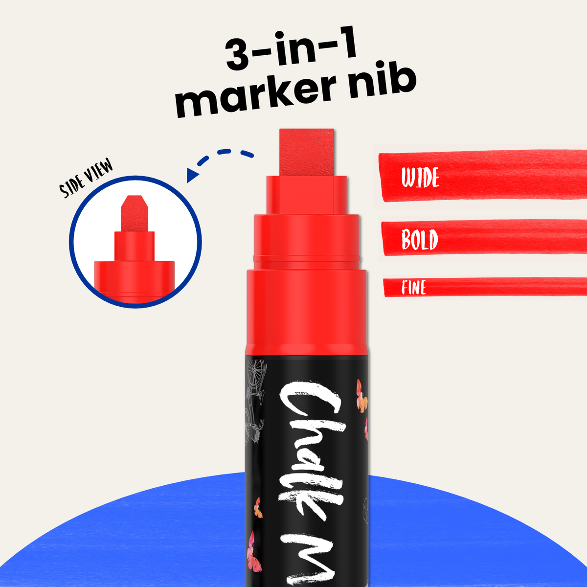 Liquid Chalk Markers with Gold &amp; Silver - 6mm Reversible Nib | Pack of 10