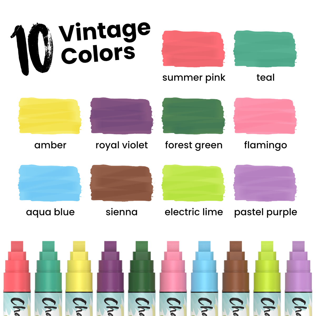 Vintage Color Liquid Chalk Markers - Pack of 10