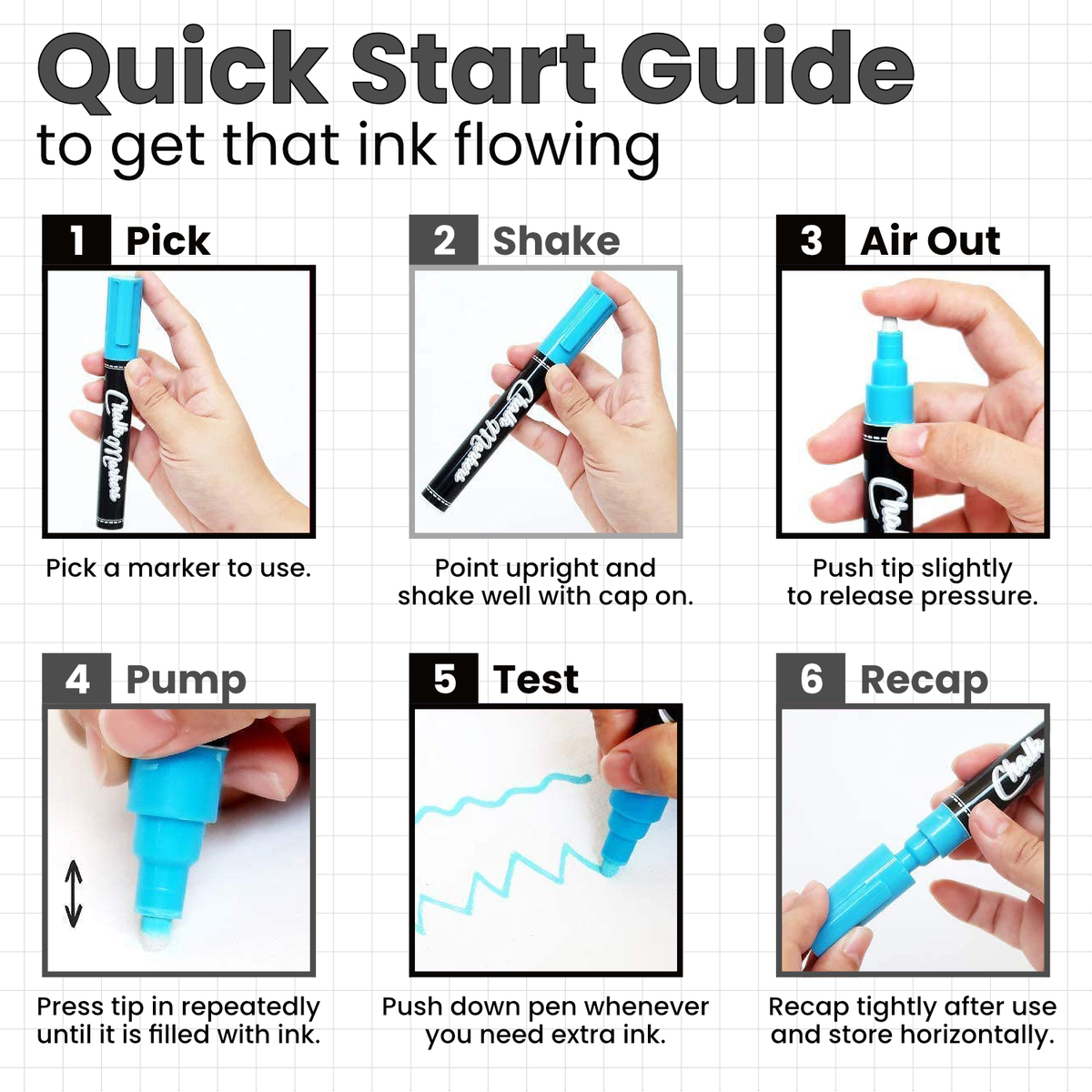 White Liquid Chalk Marker Pen (6 Pack)