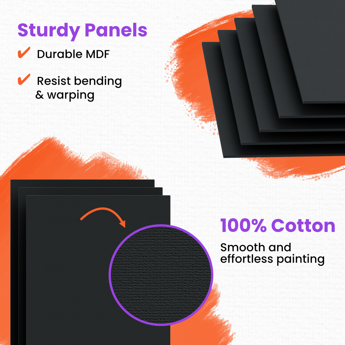 Black Paint Canvas Panels 8x10 inch (15 Pack)