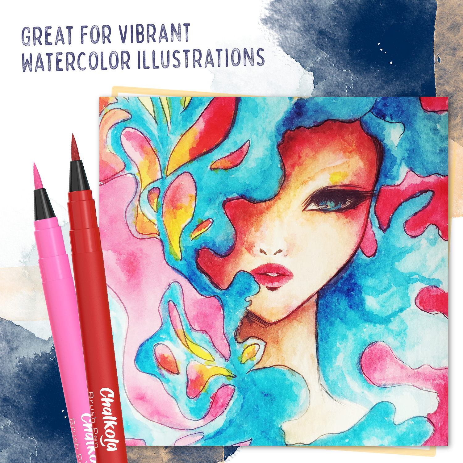 Watercolor Brush Pens & 2 Blending Brush - Chalkola Art Supply