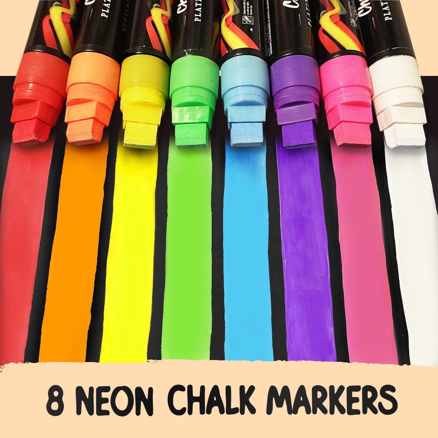 Window Paint Markers for Glass Washable: 8 Pack 15mm Jumbo Liquid Chalk  Marker, Neon Glass Markers Pen, Wet Erase for Cars, Auto, White Board