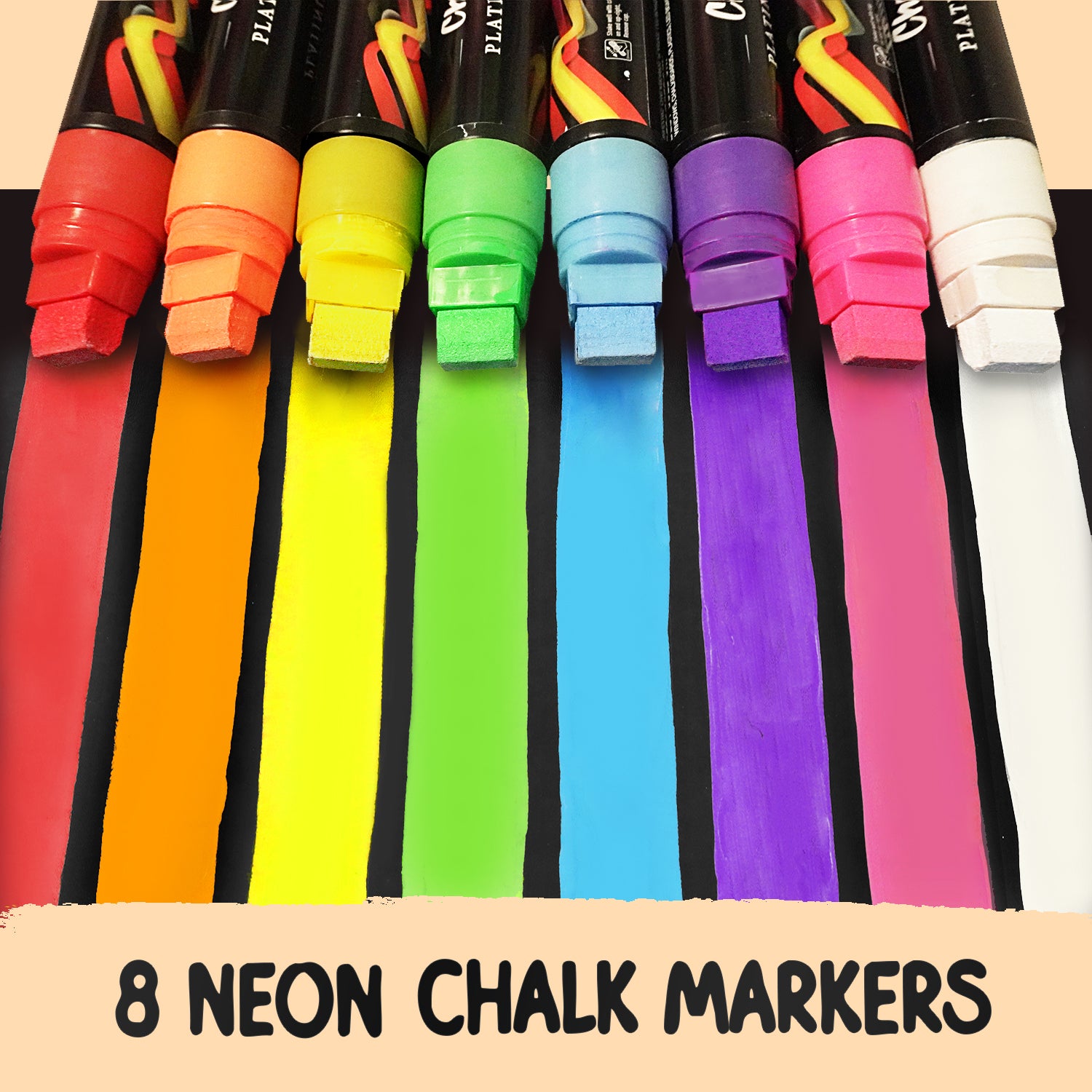 Jumbo Color Chalk Markers with 15mm Nib - Pack of 8 Pens - Chalkola Art  Supply