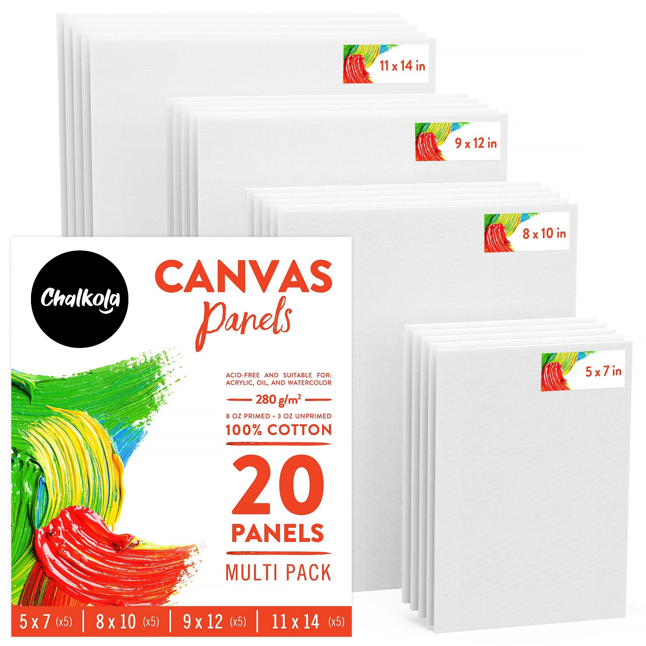  Canvases for Painting 8 x 10 inch, 24 Pack Painting Canvas,  Blank Canvas Boards for Painting- Gesso Primed Acid-Free 100% Cotton Canvas  Panels for Acrylics Oil Watercolor Tempera Paints