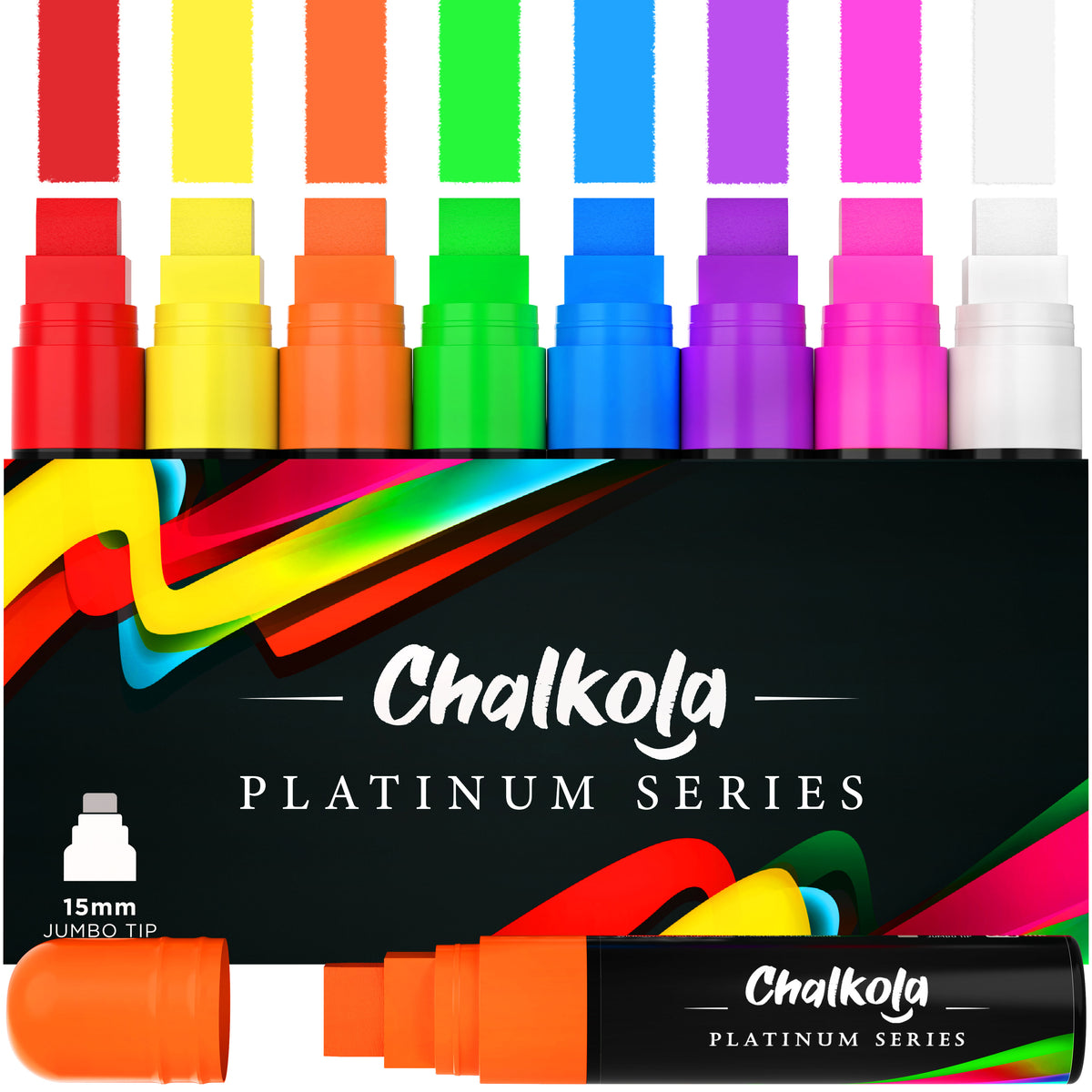 Jumbo Color Chalk Markers with 15mm Nib - Pack of 8 Pens